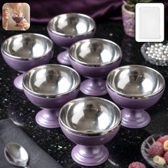 6 Pc Stainless Steel Dessert Bowl Cup Set with Stand