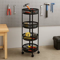 4-Layer Round Metal Folding Storage Trolley (1 Pc)