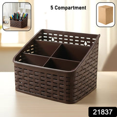 5 Compartment Multipurpose Desk Organizer Basket (1 Pc)