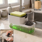 2 in 1 Plastic Dish Soap Liquid Dispenser Sponge Holder ,Sabudani (1 Set)