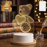 3D Teddy Bear LED Night Lamp – Soft LED Desk Light with Heart Design (1 Pc)