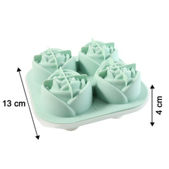 4-Grid Rose-Shape Ice Cube Tray Mold with Lid