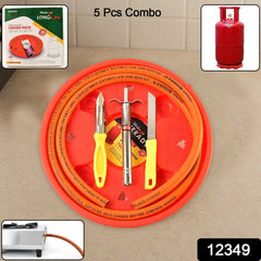 5-Piece Multipurpose LPG Kitchen Combo Set with Gas Pipe, Trolley & Tools