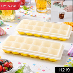 24 Grid Pop Up Ice Cube Tray Set with Lid (2 Pc Set)