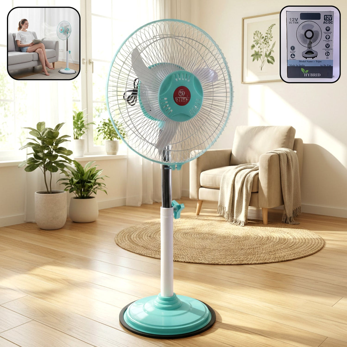 12V DC Hybrid Pedestal Table Fan (Adapter Not Include)