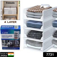 4 Layer Clothes Organizer Foldable Wardrobe Drawer Storage for Closet