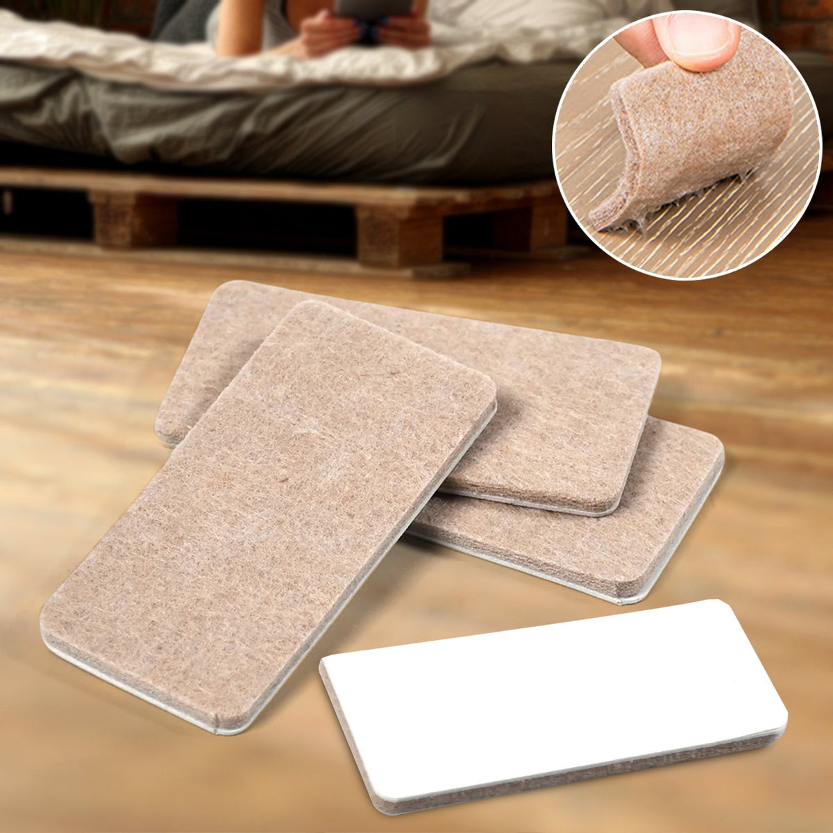 4-Piece Square Felt Furniture Floor Protector Pads