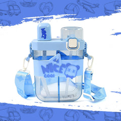 2in1 Dual Compartment Water Bottle with Straw & Adjustable Shoulder Straps (1 Pc/Multi color)