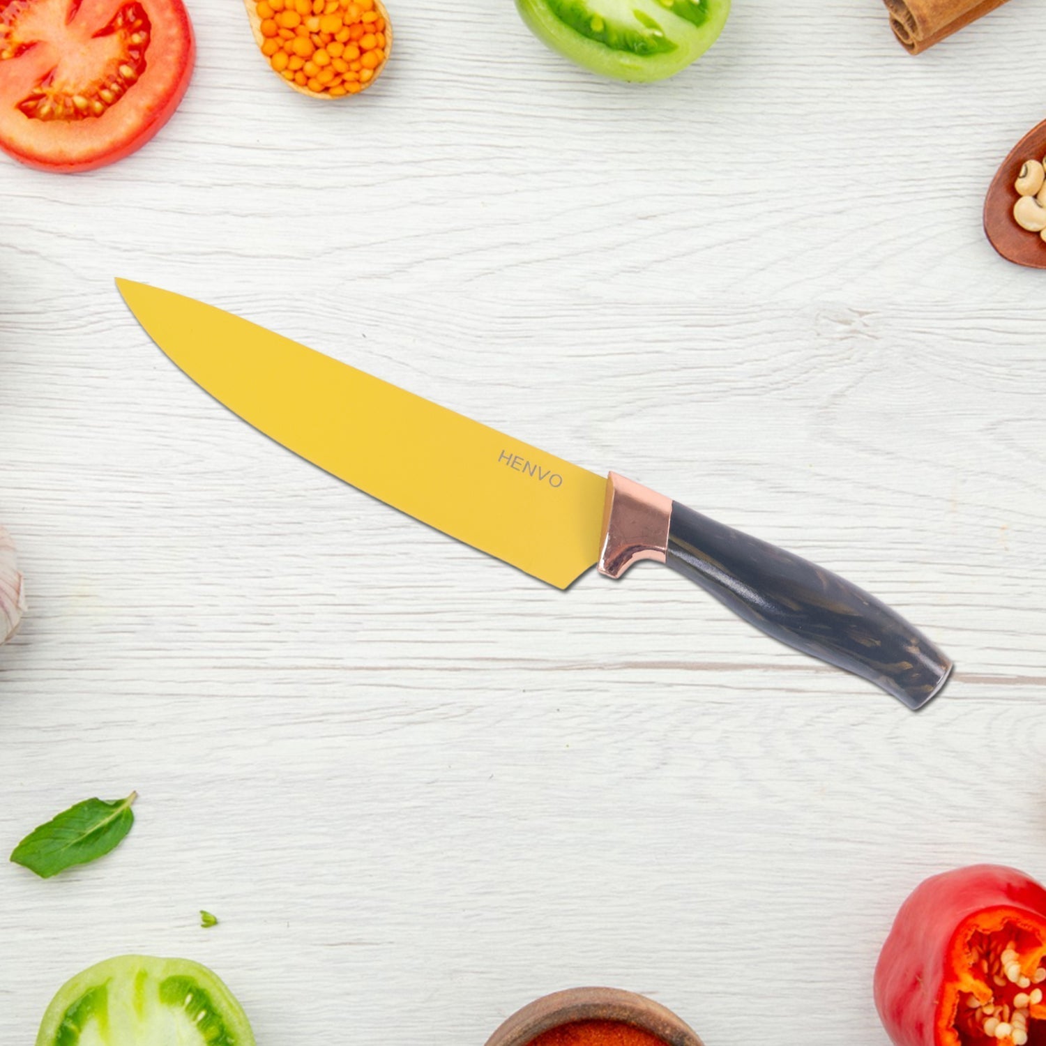 6 Pcs Professional Kitchen Knife Set with Chef Knives, Cleaver, Peeler & Scissors