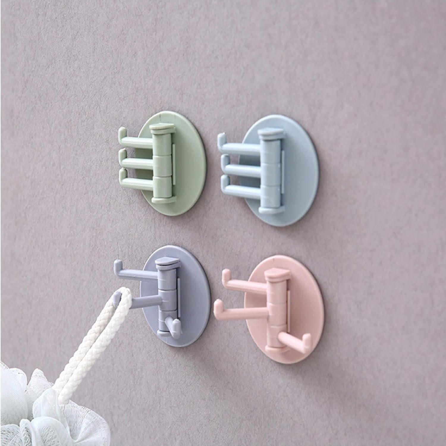 180° Rotating Punch-Free 3-Hook Sticky Hook – 1 Pc