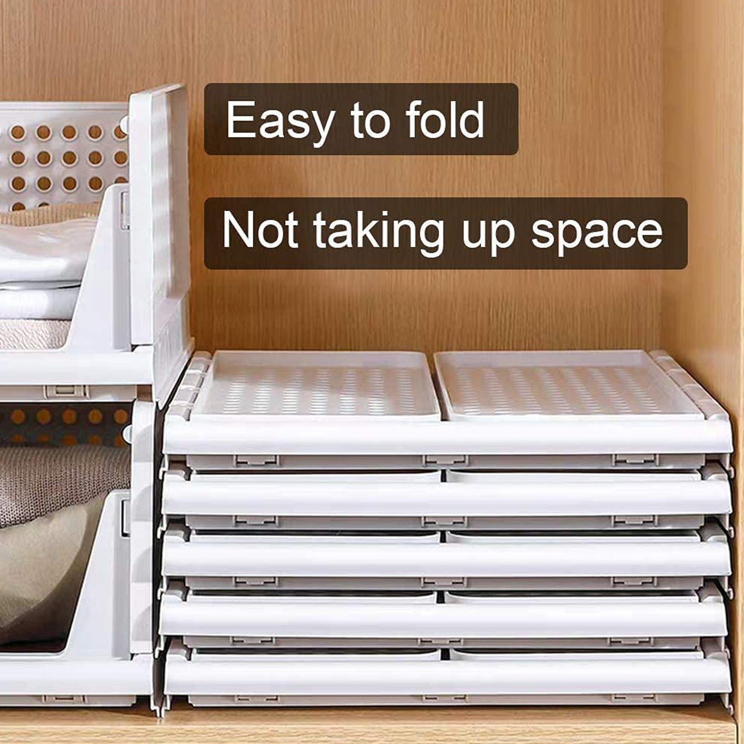 3-Layer Foldable Wardrobe Clothes Organizer Shelf Basket