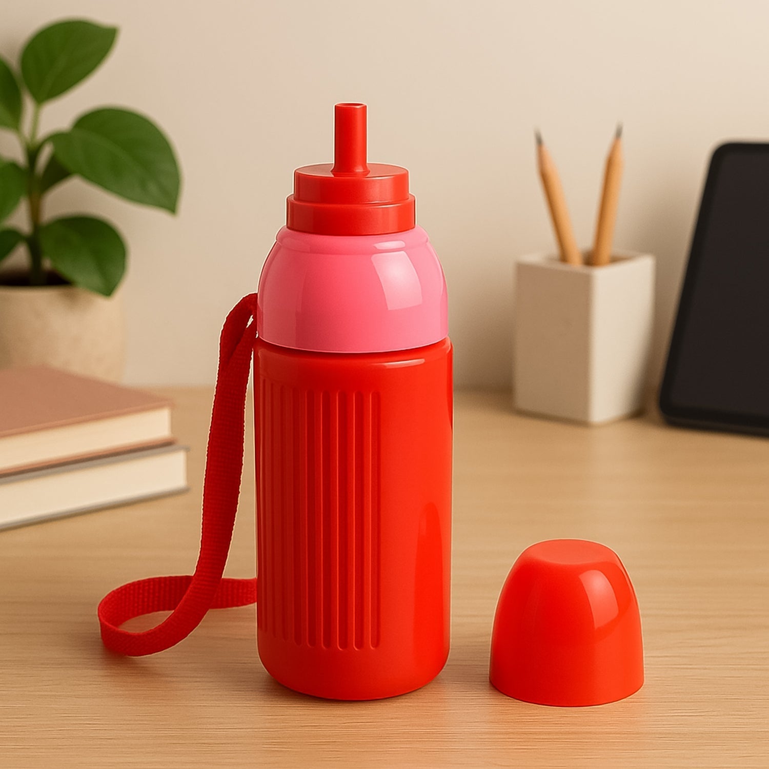 500ml Insulated Sports Water Bottle with Dori & Straw: Leakproof, BPA-Free, Kids
