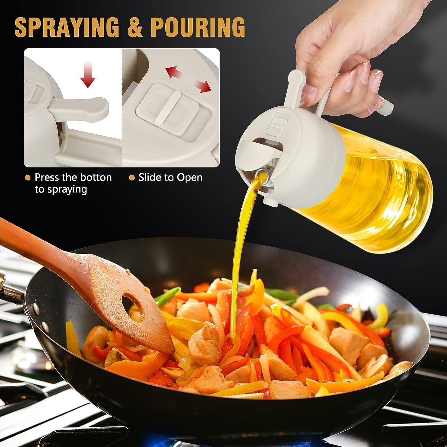 2-in-1 Multi-Purpose Glass Oil Dispenser Bottle (500 ml Approx)