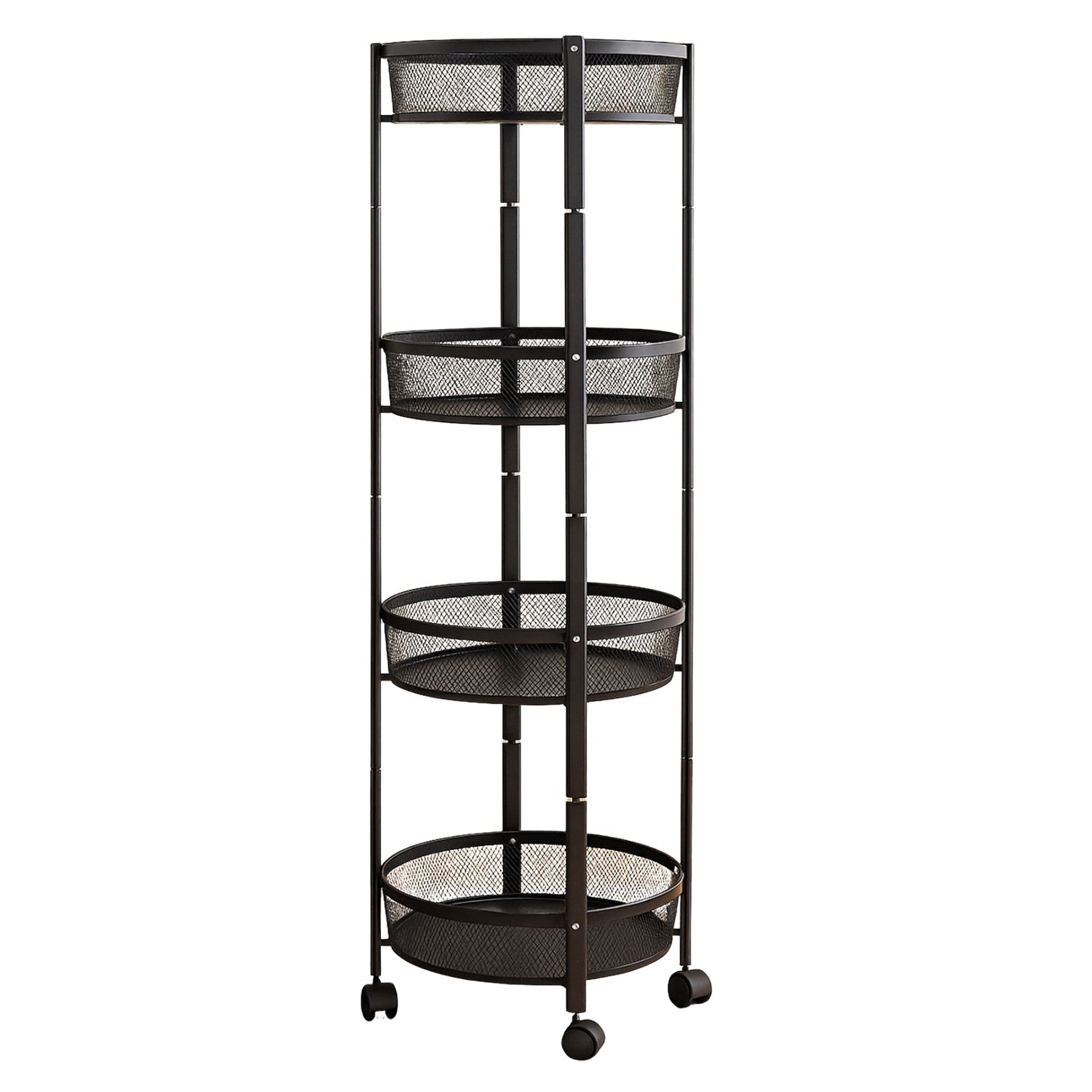 4-Layer Round Metal Folding Storage Trolley (1 Pc)