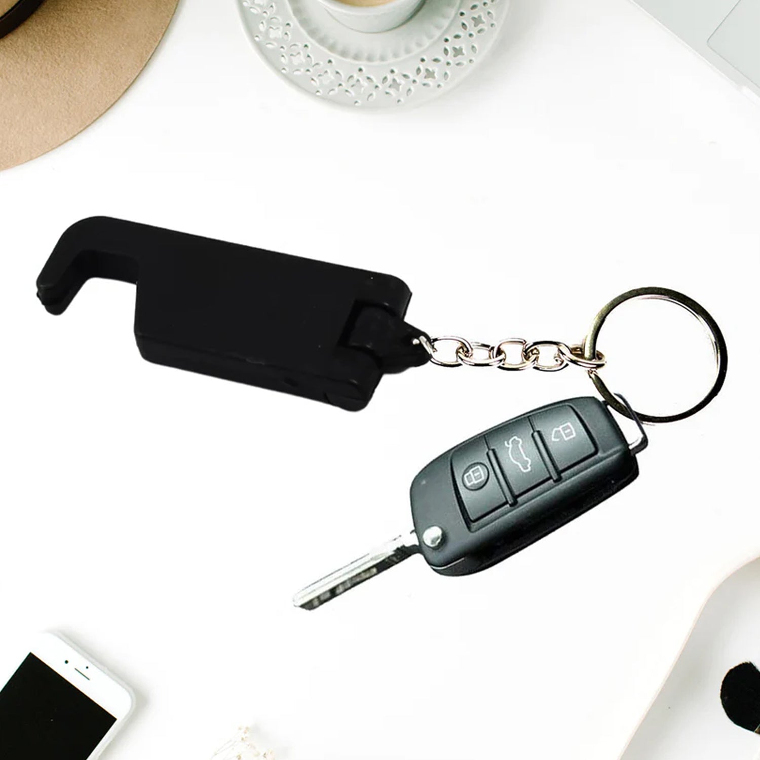2 in 1 Plastic Keychain with Mobile Stand / Phone Holder (5 Pcs Set / Multicolor)
