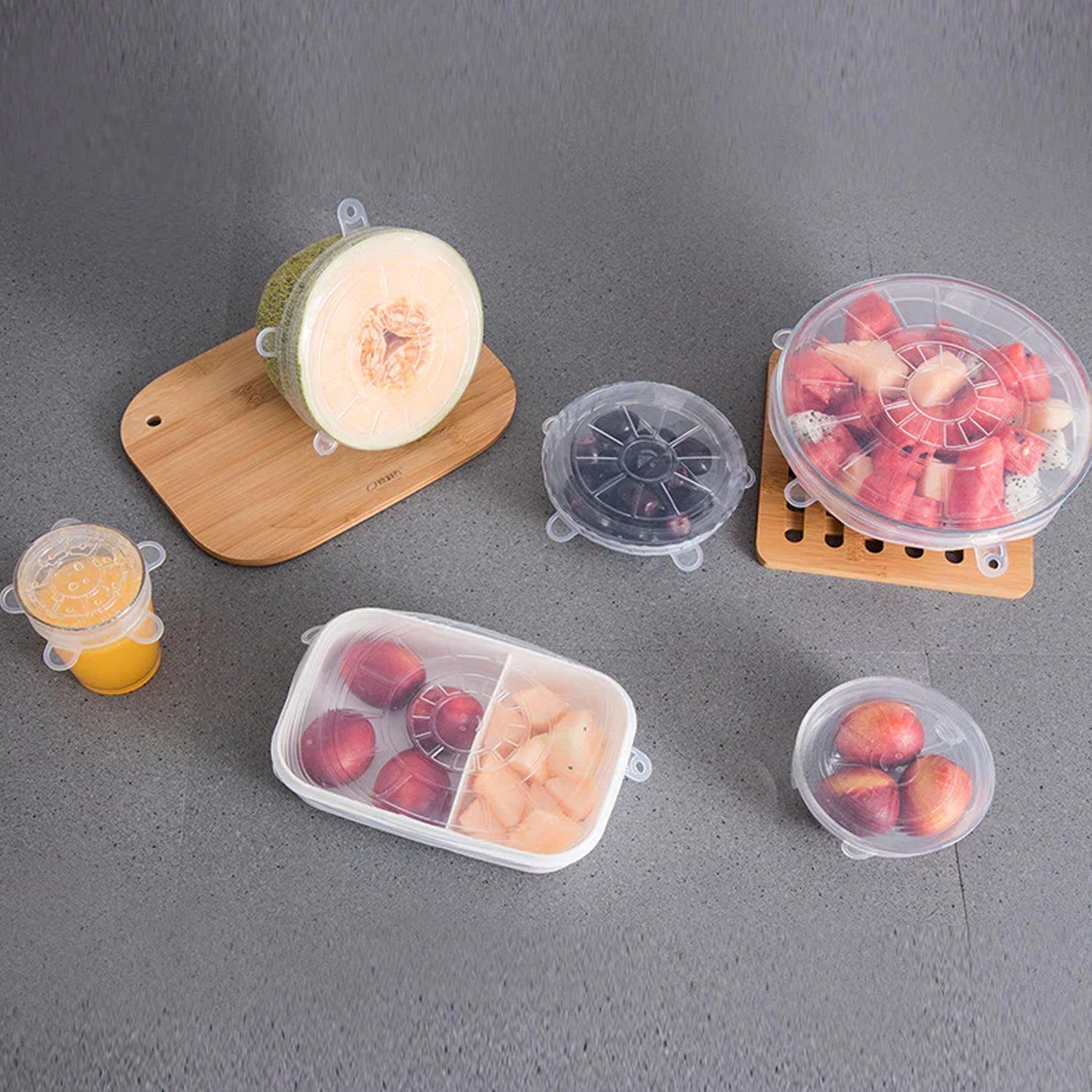 12 Peace Reusable Stretch Lids Set with 2 Storage Pouches – Flexible Food Cover Lids