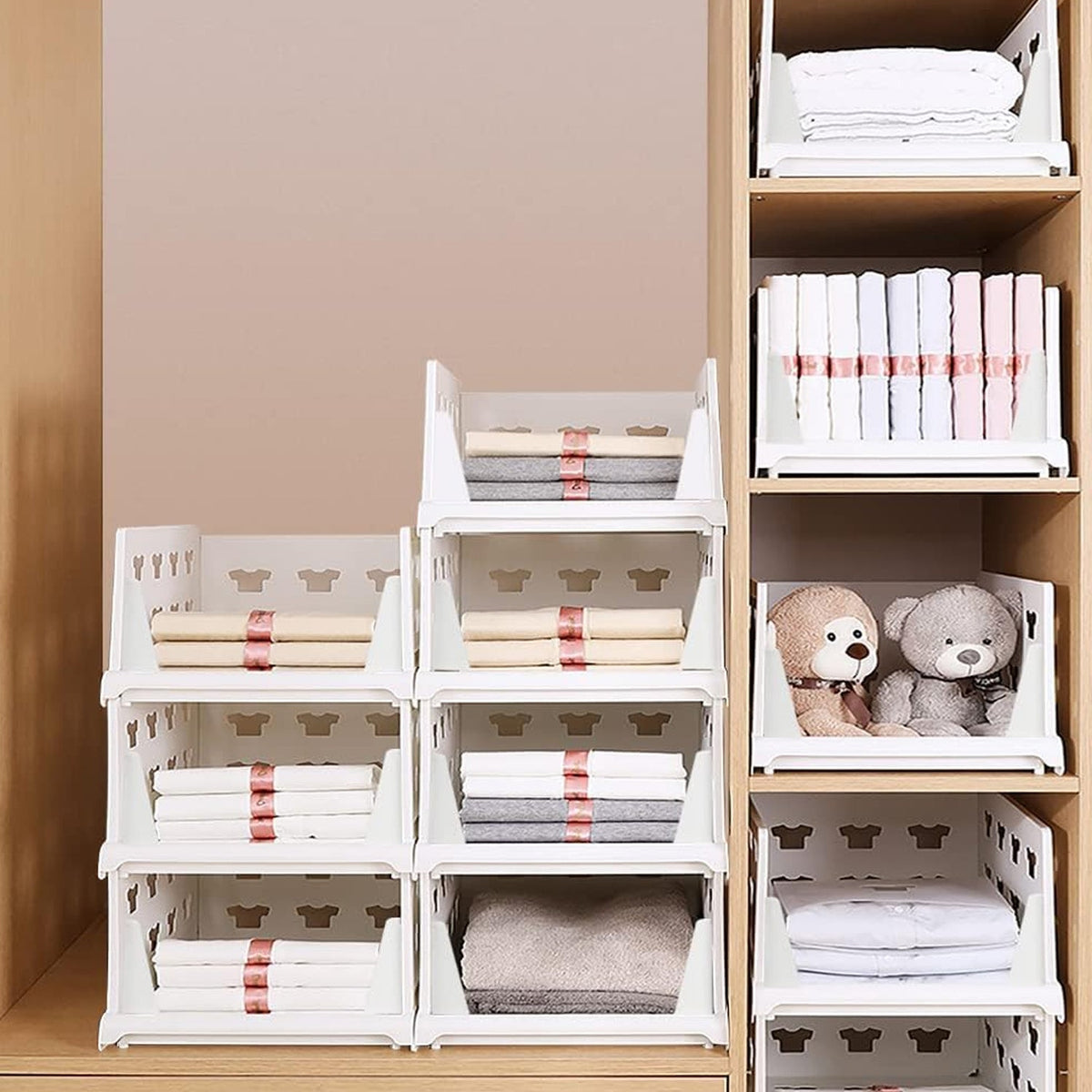 4-Layer Stackable Foldable Storage Organizer Cart Kitchen, Closet, Bedroom & Bathroom