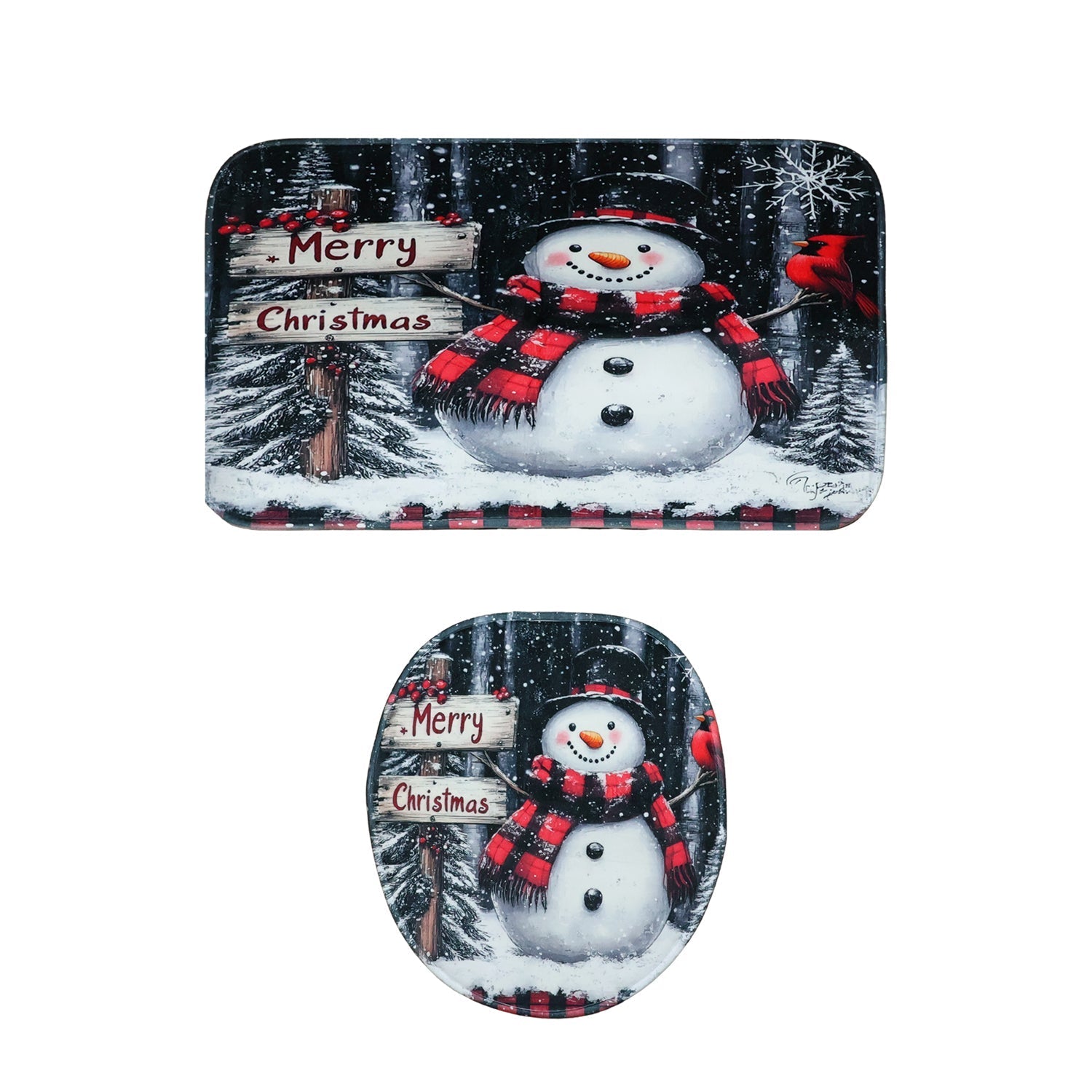 3 in 1 Mix Design Bathroom Mat - (1 Set)