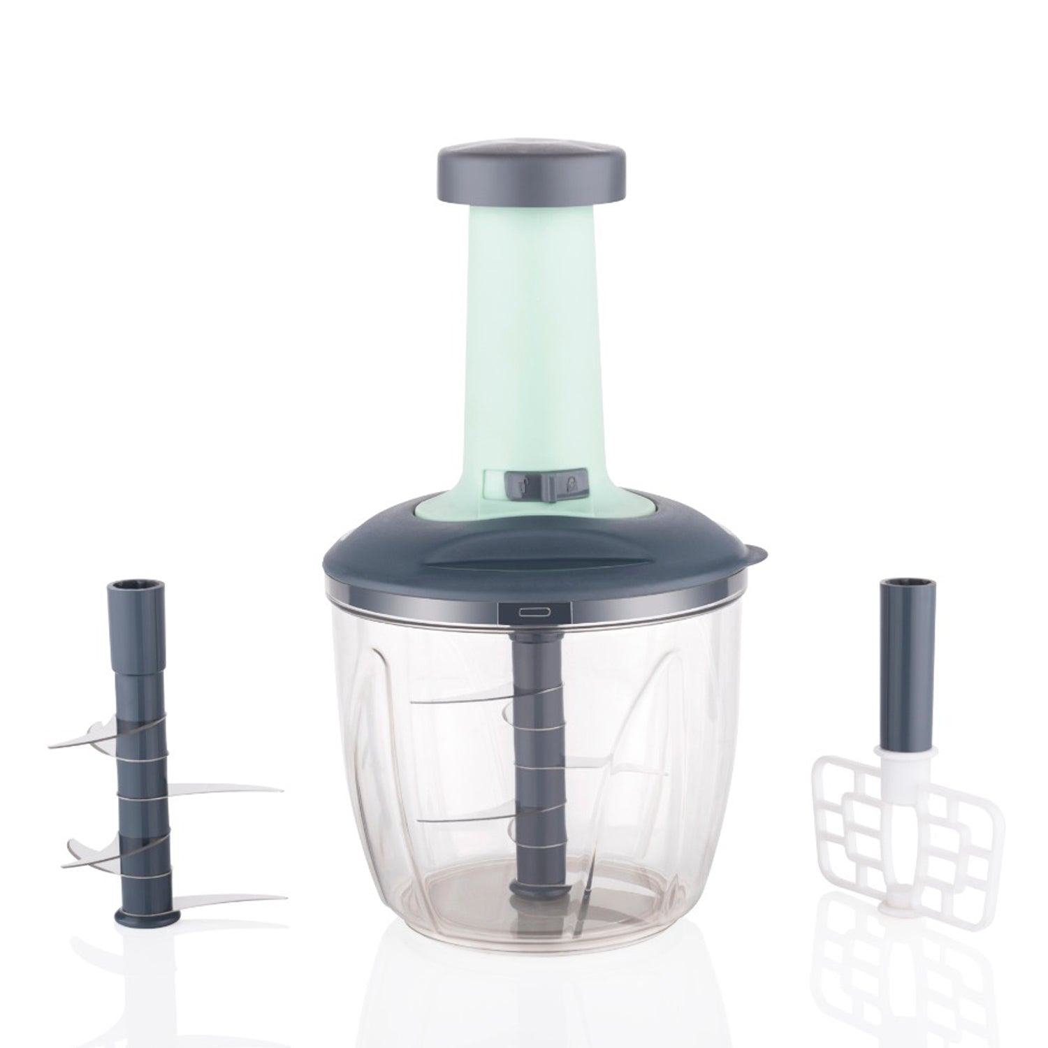 1100 ml 2 in 1 Push Up Chopper with 6 Sharp Blades Vegetable and Fruit Cutter