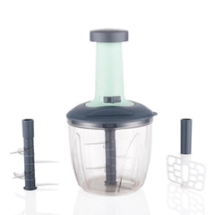 1100 ml 2 in 1 Push Up Chopper with 6 Sharp Blades Vegetable and Fruit Cutter