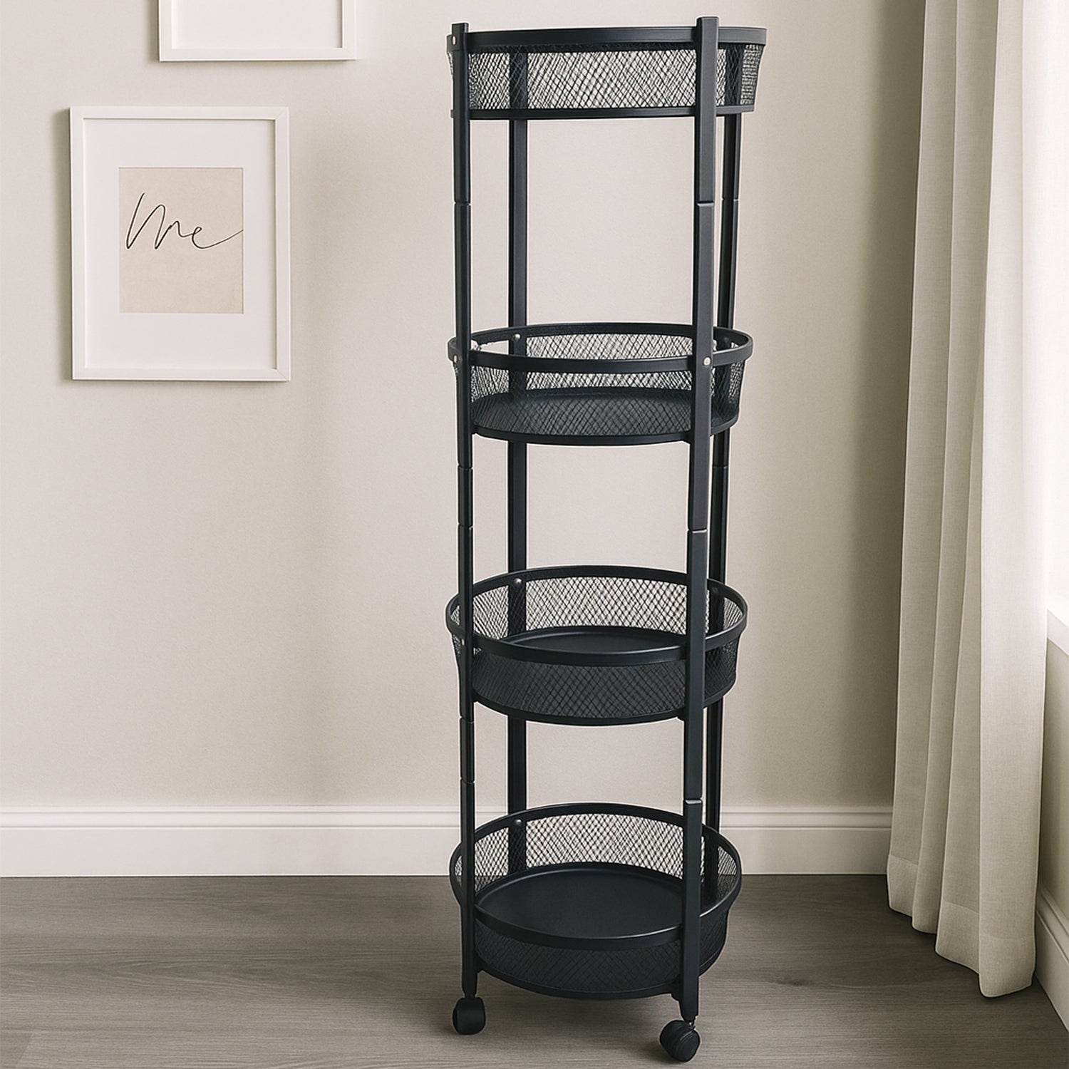 4-Layer Round Metal Folding Storage Trolley (1 Pc)