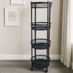 4-Layer Round Metal Folding Storage Trolley (1 Pc)