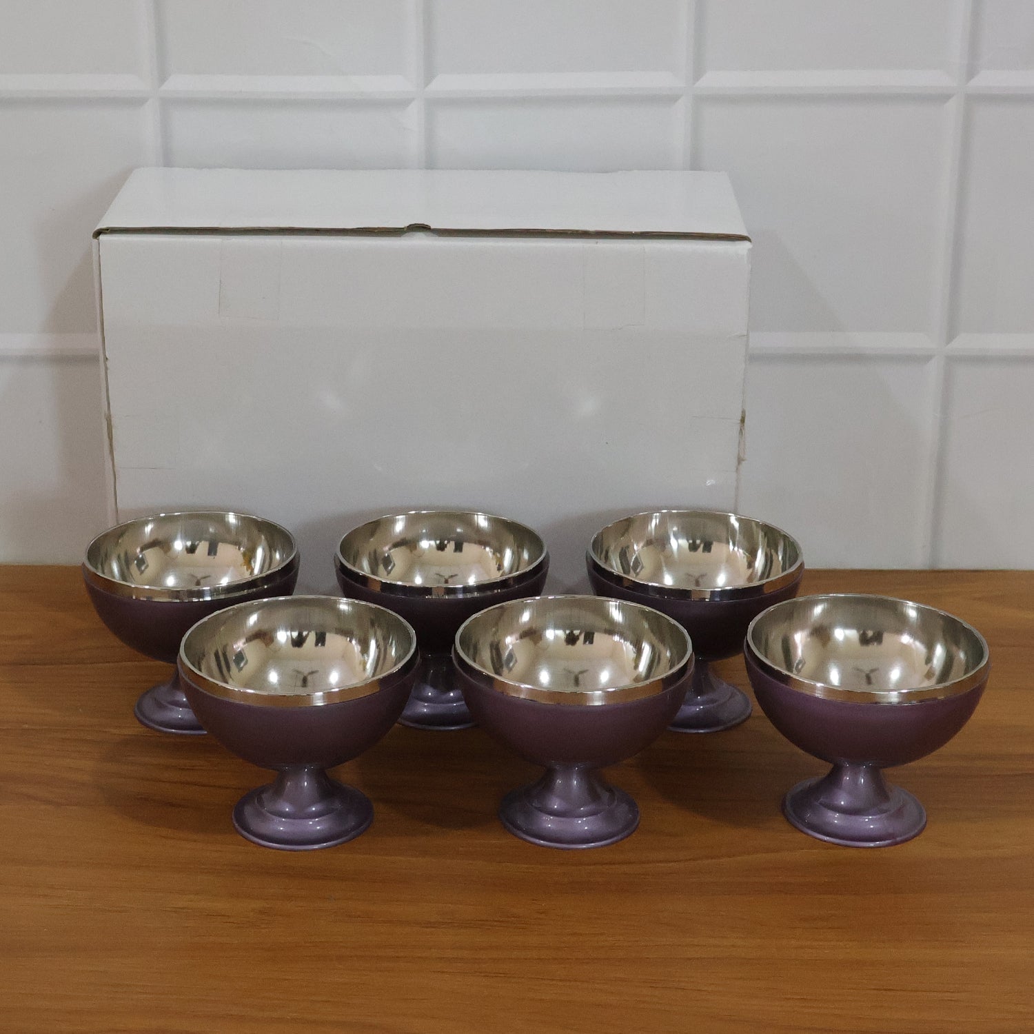 6 Pc Stainless Steel Dessert Bowl Cup Set with Stand