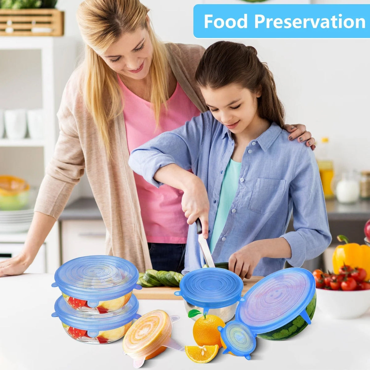 12 Peace Reusable Stretch Lids Set with 2 Storage Pouches – Flexible Food Cover Lids