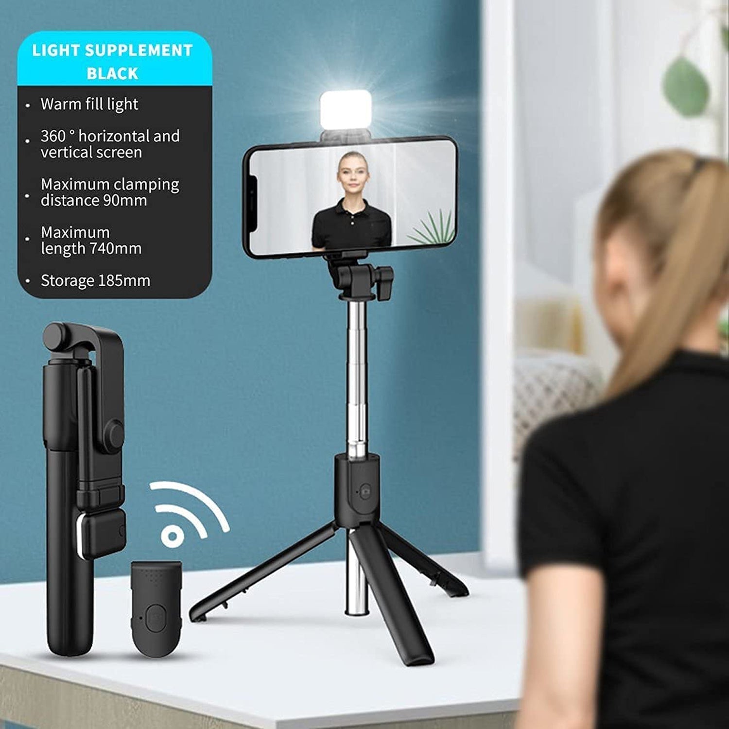 3 in 1 Wired Selfie Stick with Extendable Handle (70 Cm Long)