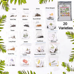 20 Varieties of Vegetable & Flower Seeds Combo (1 Pkt. / 20 Varieties)