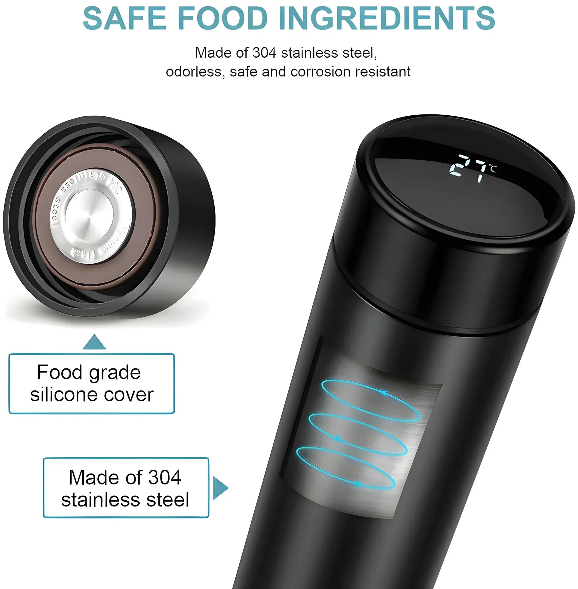 0726 Vacuum Insulated Water Bottle with LED Temperature Display (1 Pc / Multicolor)