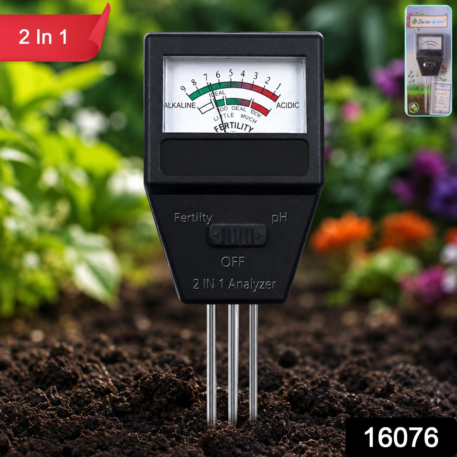 2 in 1 Soil Meter - Soil pH & Fertility Tester Analyzer (1 Pc)