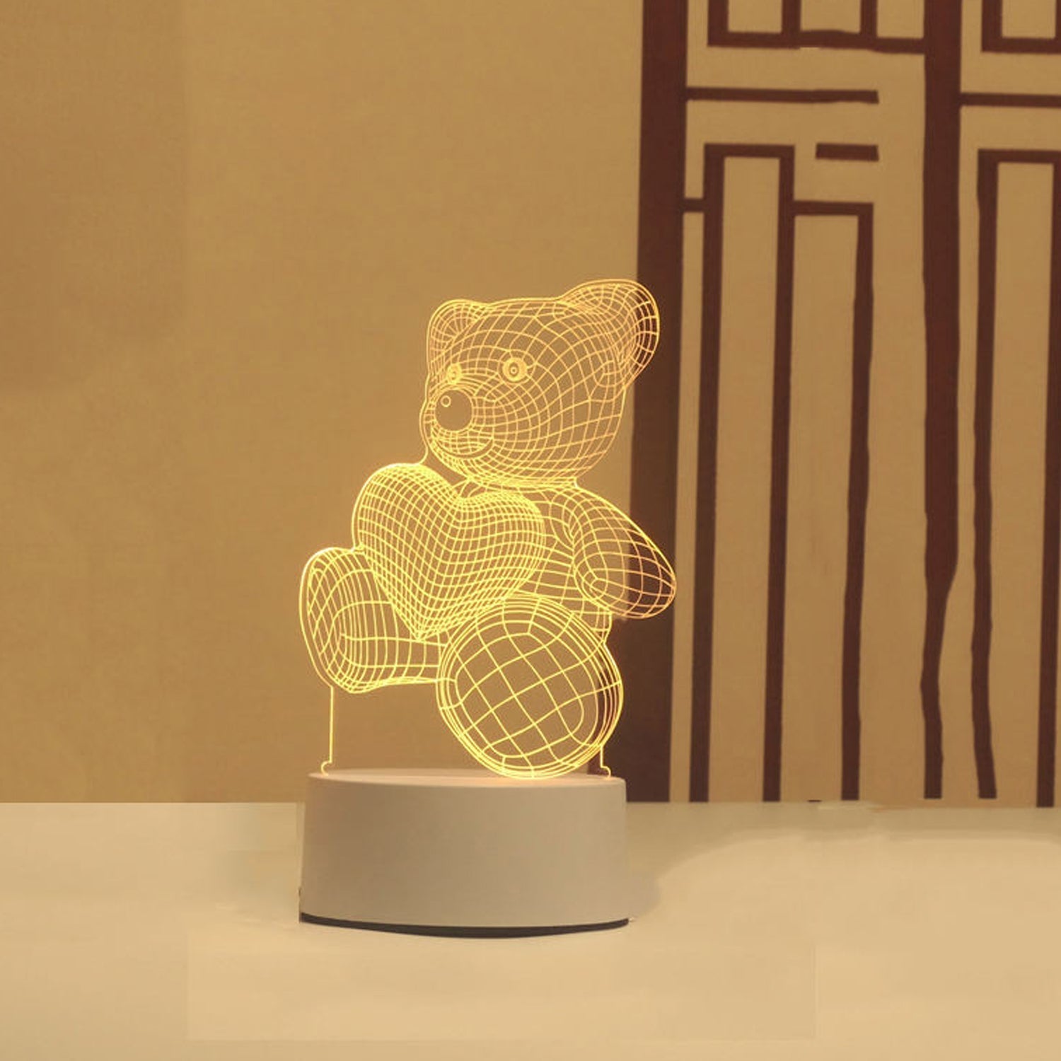 3D Teddy Bear LED Night Lamp – Soft LED Desk Light with Heart Design (1 Pc)
