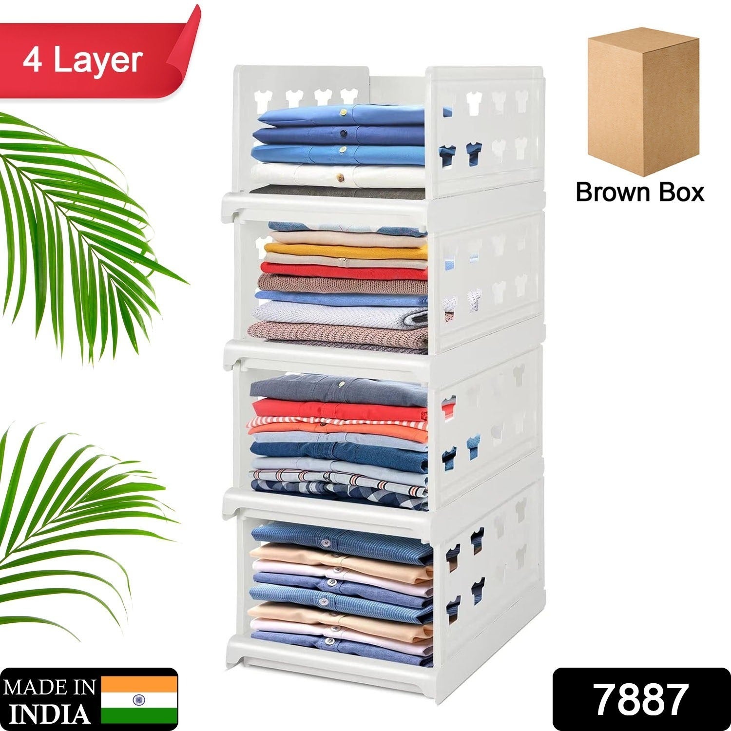 4-Layer Stackable Foldable Storage Organizer Cart Kitchen, Closet, Bedroom & Bathroom