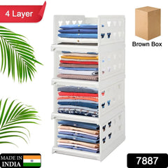 4-Layer Stackable Foldable Storage Organizer Cart Kitchen, Closet, Bedroom & Bathroom