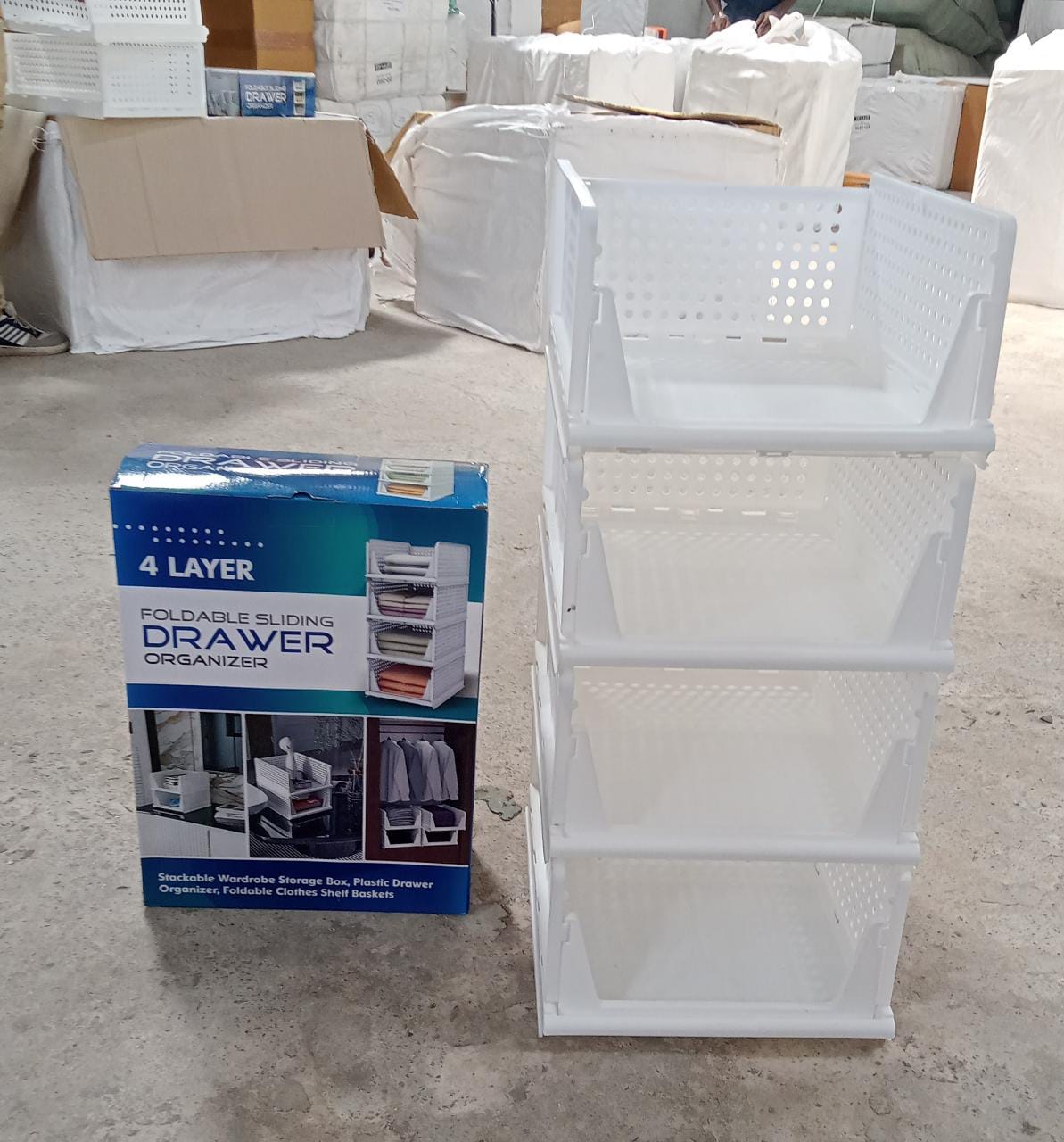 4 Layer Clothes Organizer Foldable Wardrobe Drawer Storage for Closet