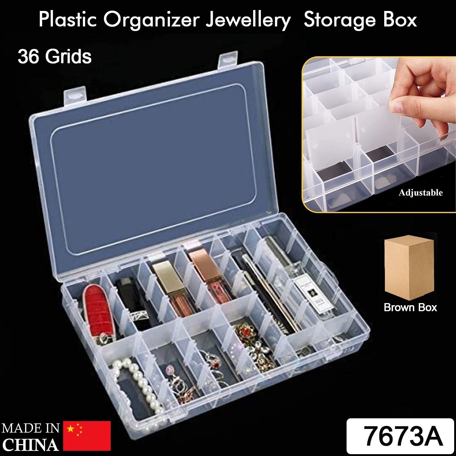 36 Grids Clear Plastic Transparent Organizer Box (1pc)