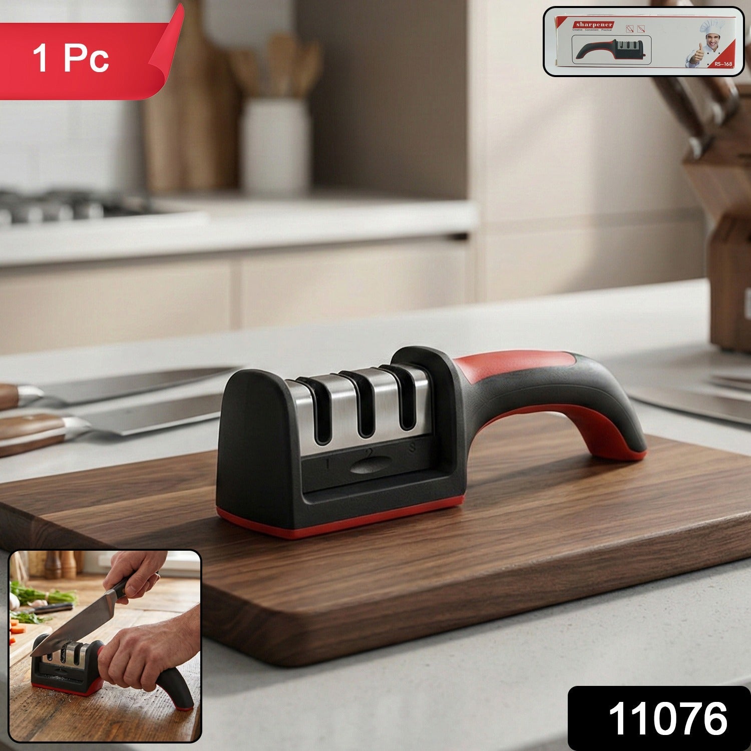 3 Stage Knife Sharpener Tool with Ergonomic Handle (1 Pc)