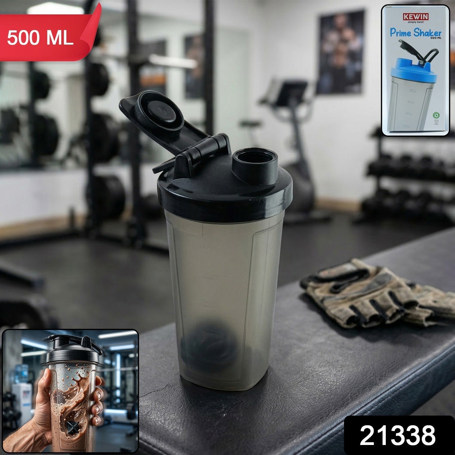 500 ML Plastic Prime Gym Shaker Bottle (1 Pc)
