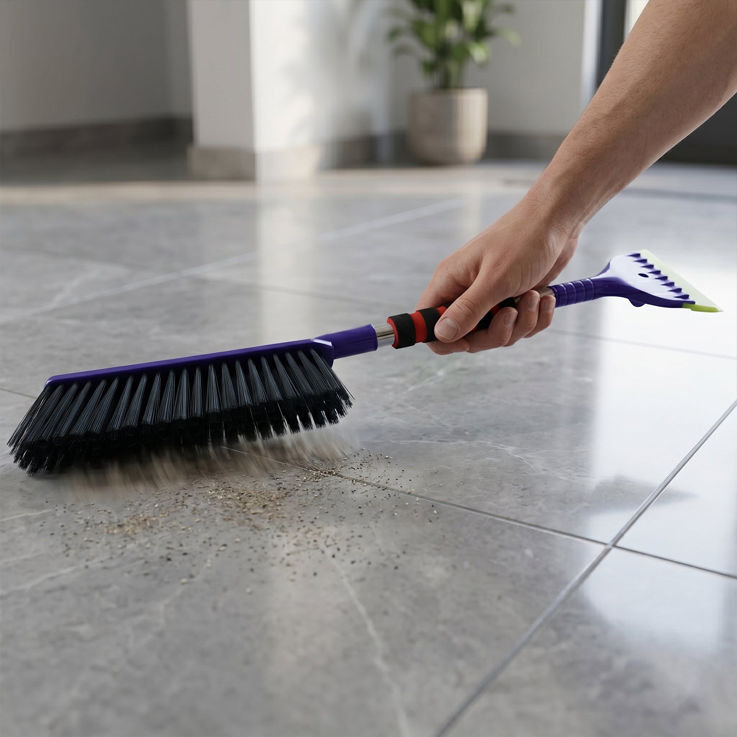 2 In 1 Multipurpose Cleaning Brush with Scraper (1 Pc, 69 Cm Long)