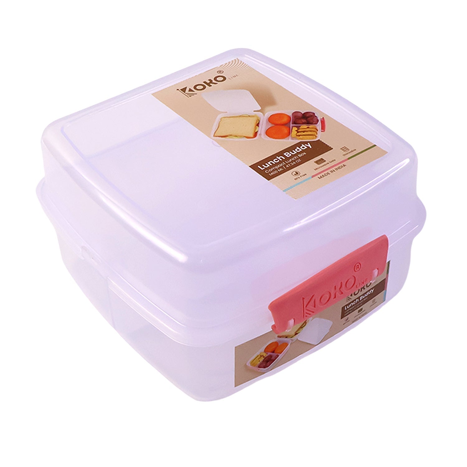 1 Large and 3 Small -Compartment 1400 ML Multipurpose Lunch Box (1400 ML / 1 Pc)