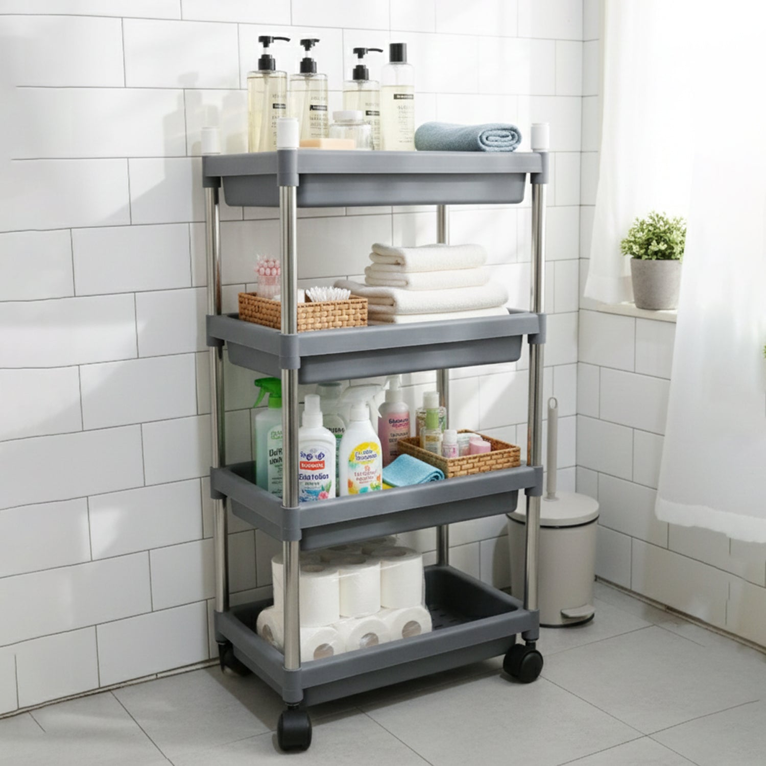 4-Layer Rolling Storage Cart with Wheels Set