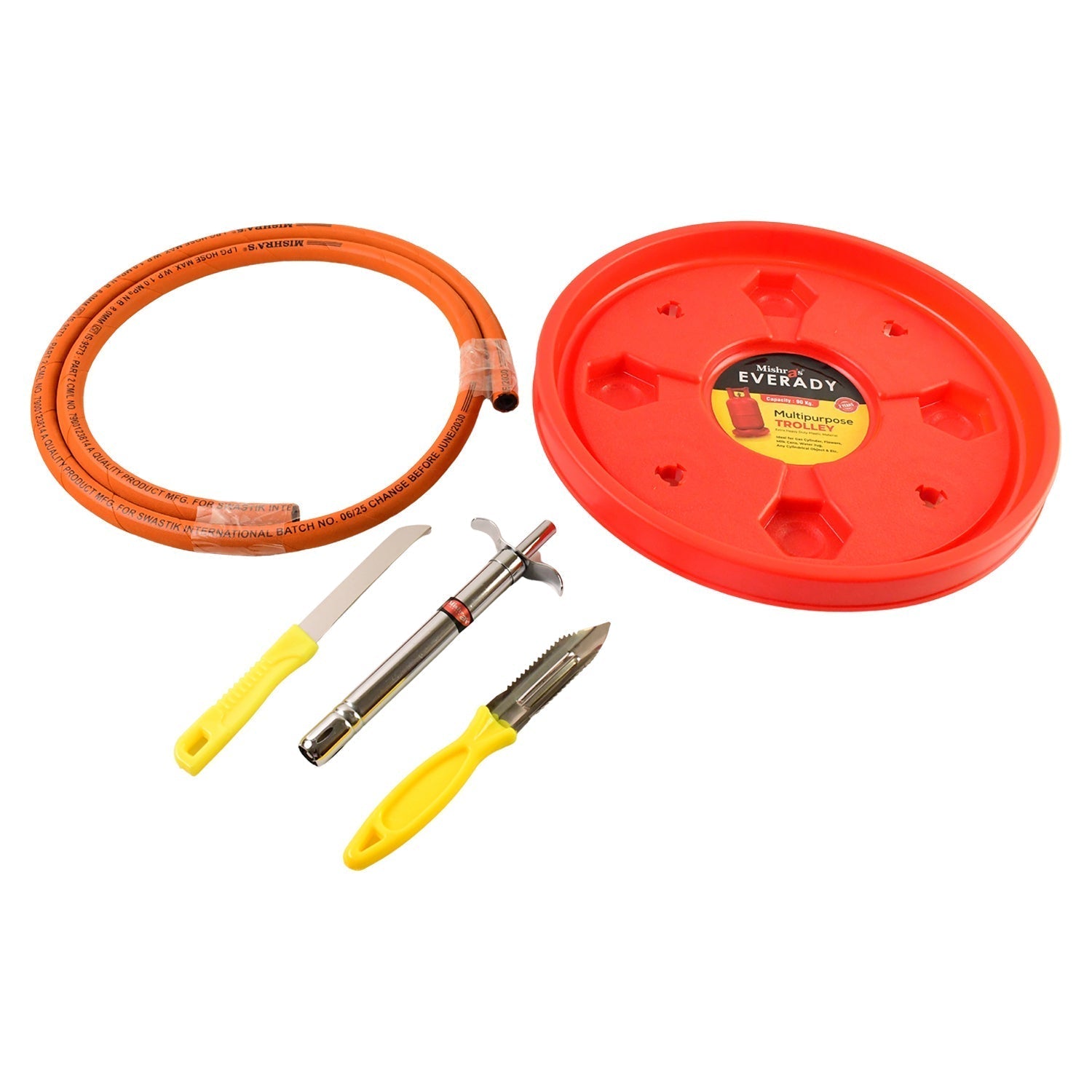 5-Piece Multipurpose LPG Kitchen Combo Set with Gas Pipe, Trolley & Tools