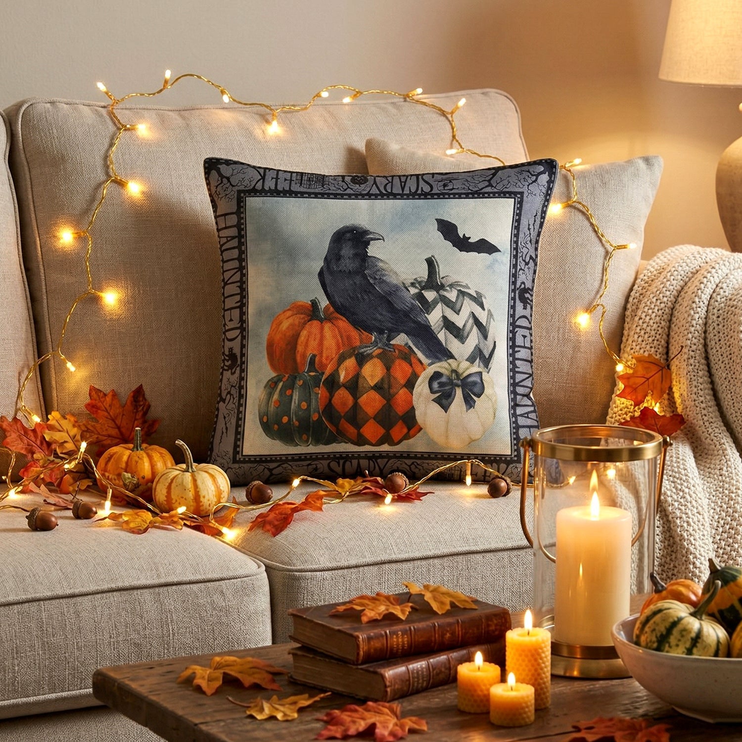 45x45 Cm Decorative Printed Cushion Pillow Cover with Zipper (1 Pc)
