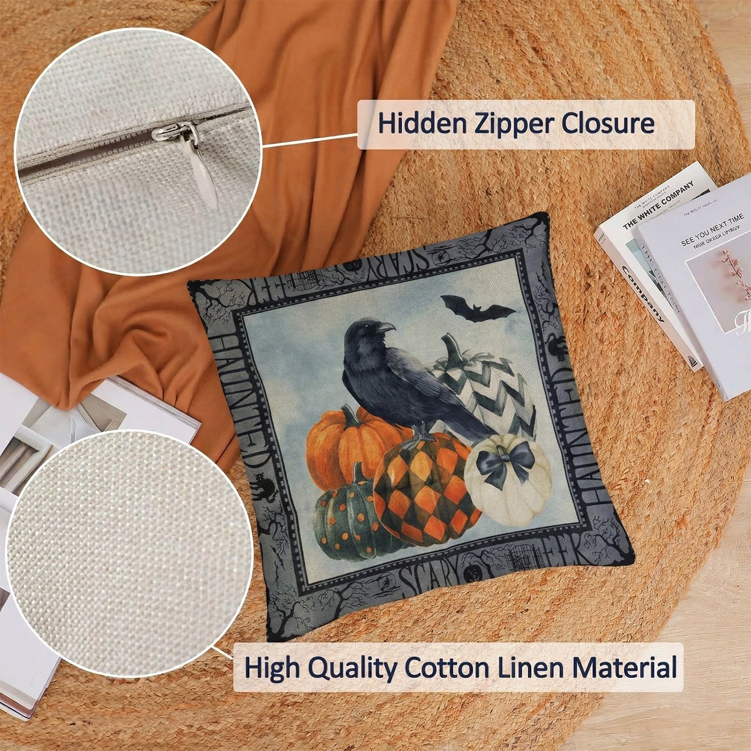 45x45 Cm Decorative Printed Cushion Pillow Cover with Zipper (1 Pc)