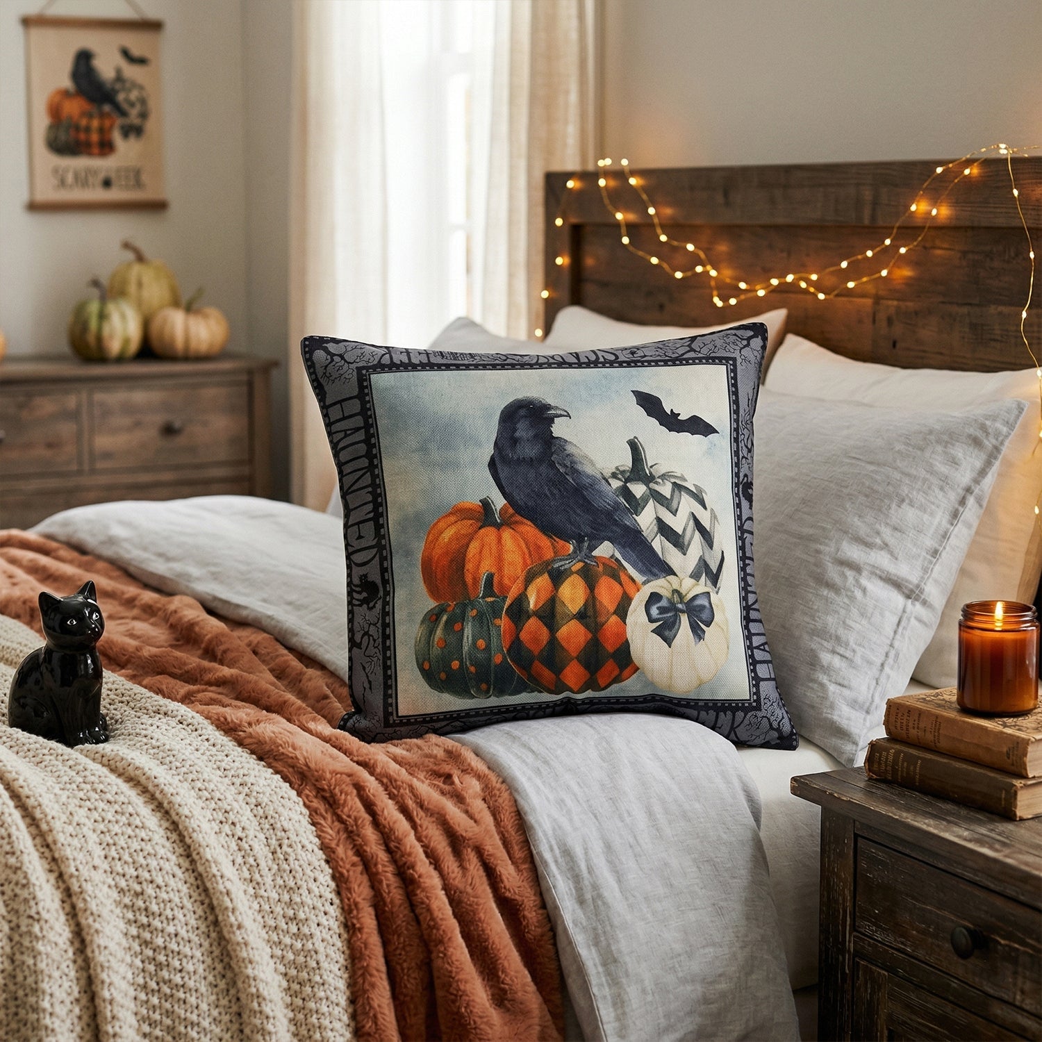 45x45 Cm Decorative Printed Cushion Pillow Cover with Zipper (1 Pc)