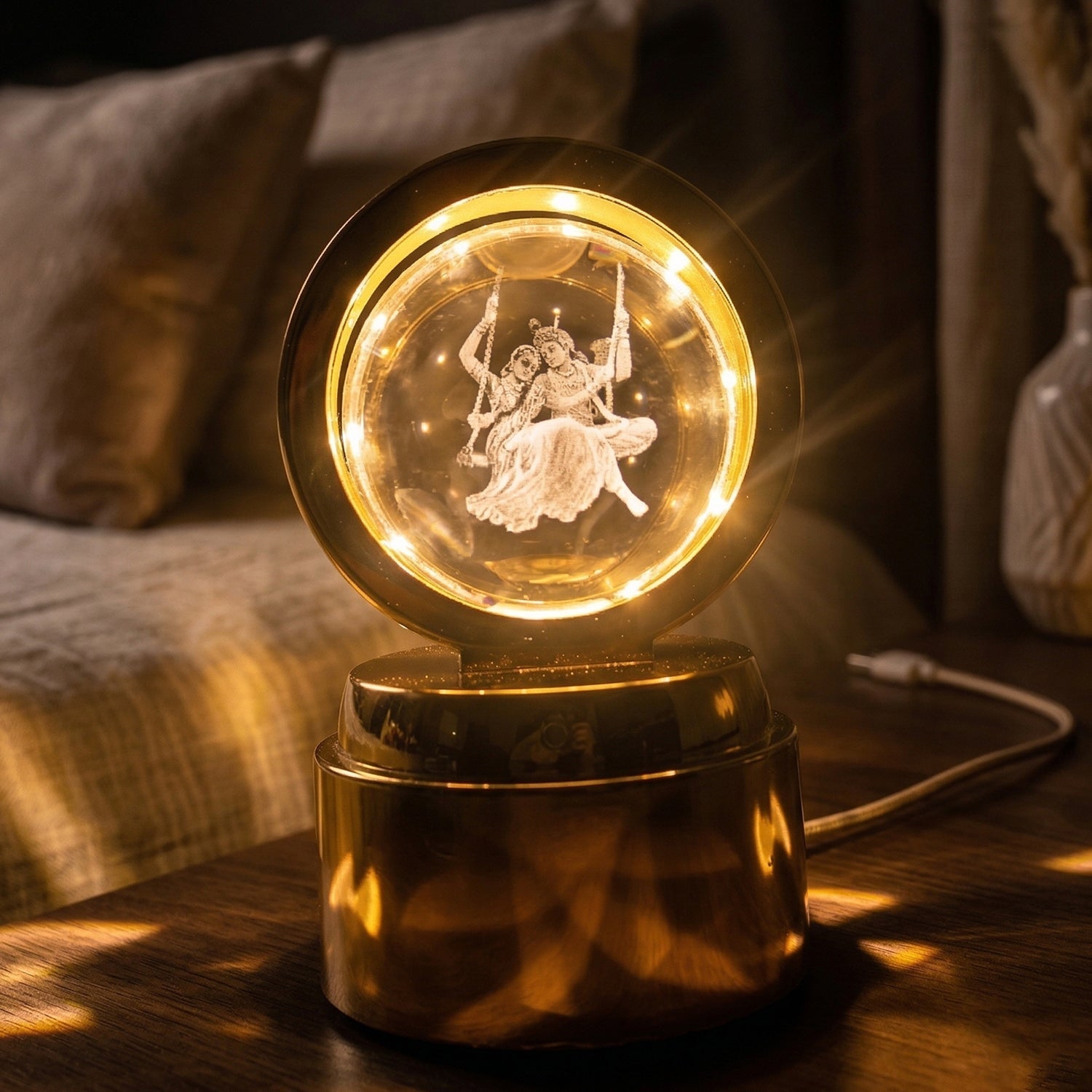 3D Religious Design Crystal Ball LED Night Lamp (1 Pc)
