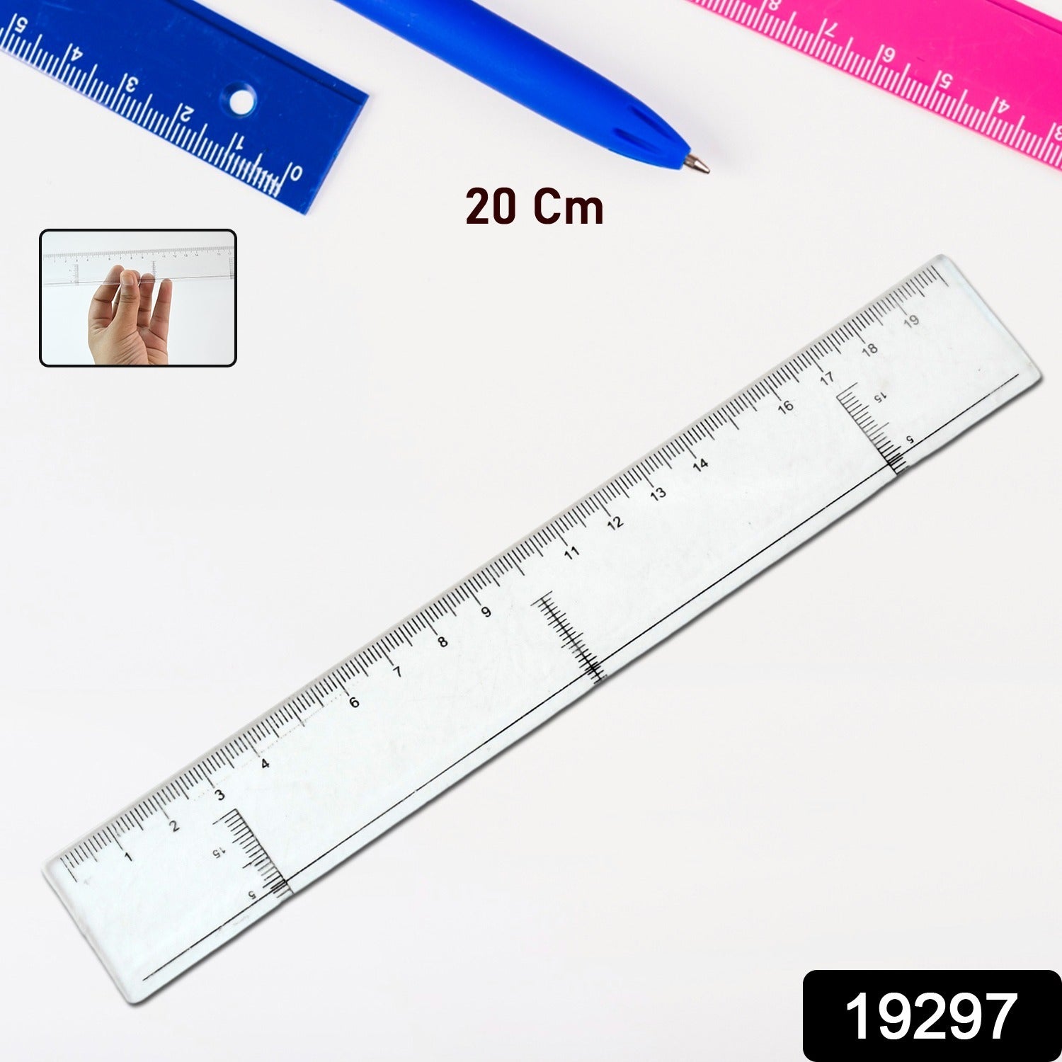 20 cm Transparent Plastic Ruler (1 Pc)
