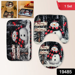 3 in 1 Mix Design Bathroom Mat - (1 Set)