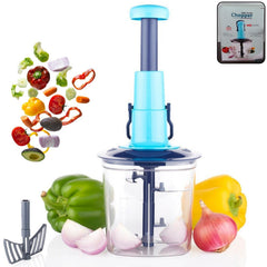 6 Blades Manual Hand-Press Vegetable Chopper (950 ML / Mix Color)